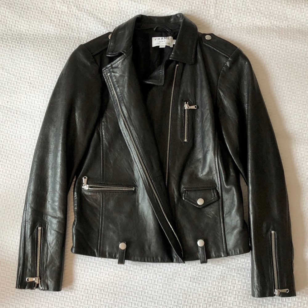 Frame Lambskin Leather Moto Jacket